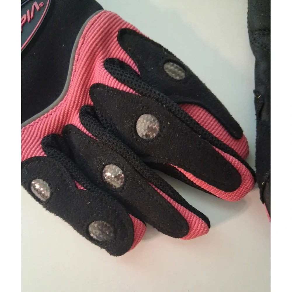 Olympia 712 Women's Medium Gel Reflector Pink Leather Nylon Gloves Snow Bike